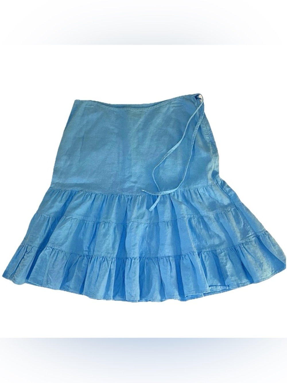 Womens SZ Med/Lg Linen Blend Tiered Knee Length Colorful Peasant Girlie Skirt